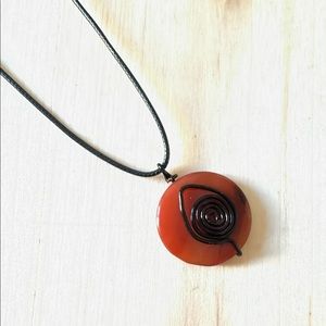 Handmade agate wire wrapped pendant necklace boho hippie jewelry